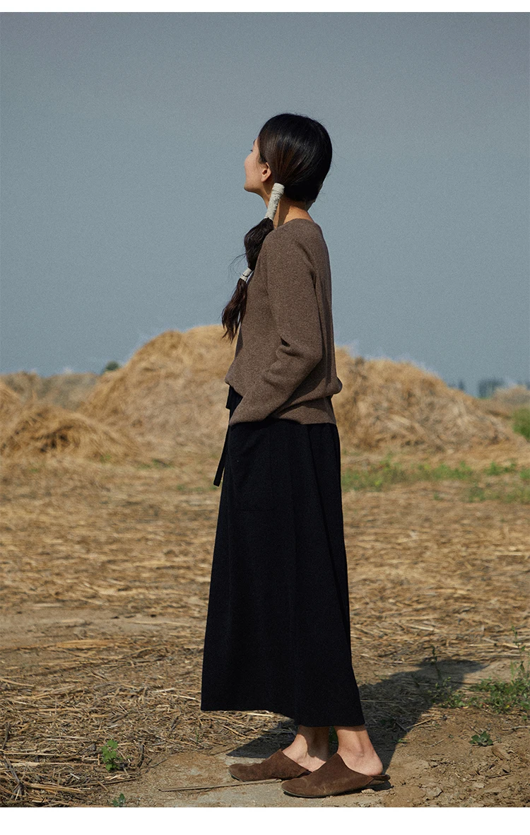 25 New arrivals women's 100% wool skirts, women's autumn and winter long loose and comfortable knit bottoming cashmere skirts,
