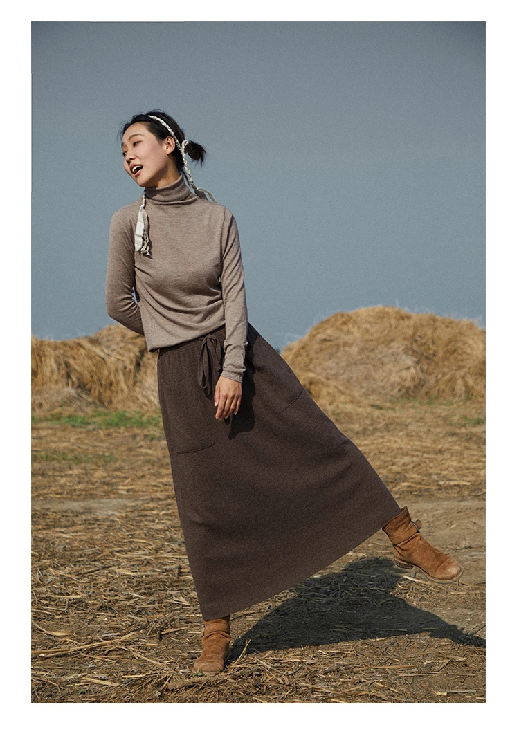 25 New arrivals women's 100% wool skirts, women's autumn and winter long loose and comfortable knit bottoming cashmere skirts,