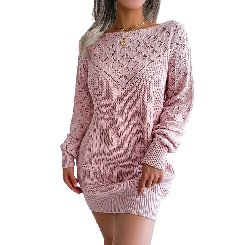 CHILLGIO Women Knitted Dress Winter Fashion Chic Solid Long Sleeves Autumn Vestidos Casual Warm Elastic Knitting Sweater Dresses