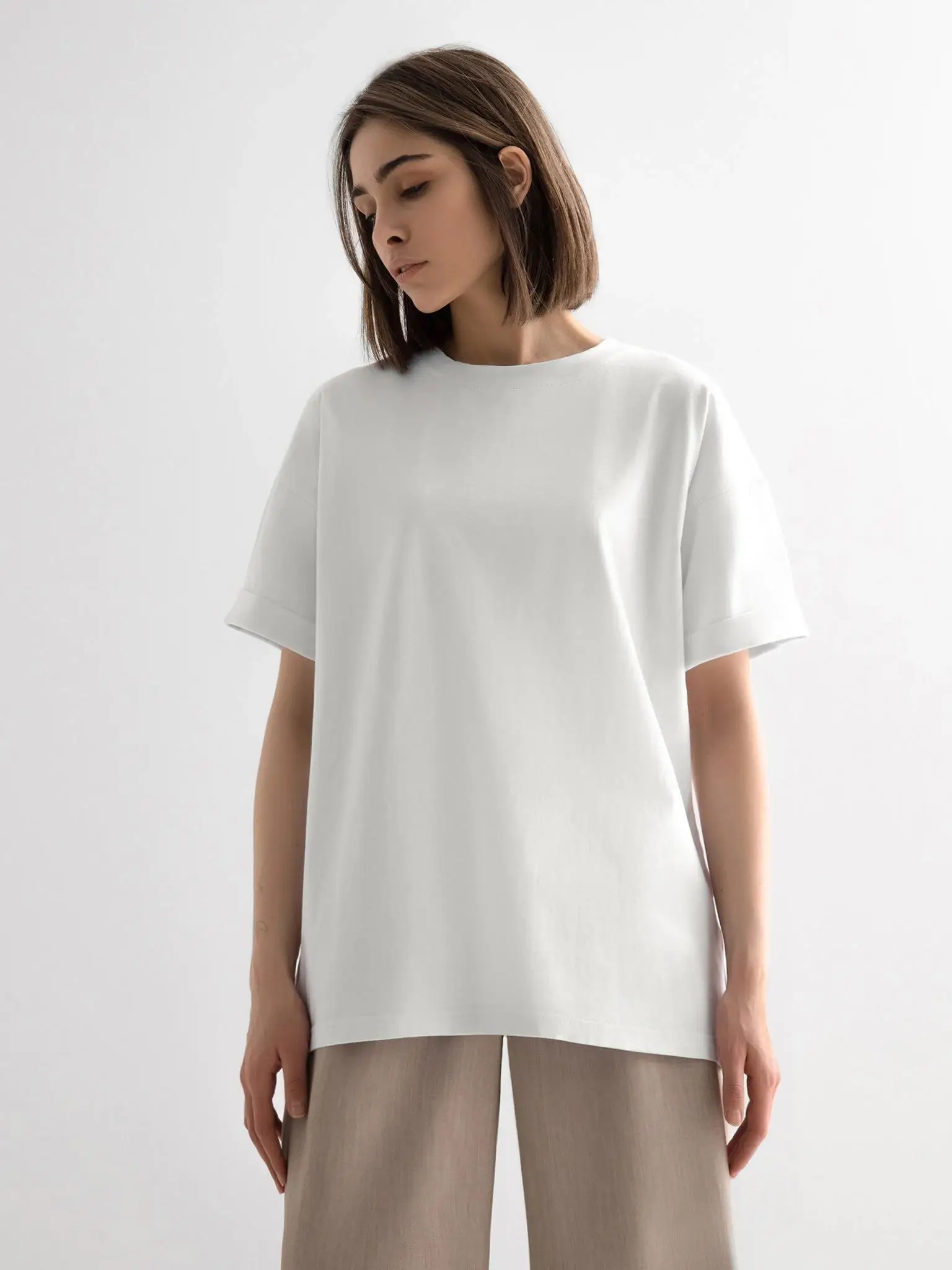 Bornladies 2025 Women's Summer 100% Cotton T-shirt Bottoming Basic Fashionable Solid Lady Short Sleeve Loose Tops Shirts