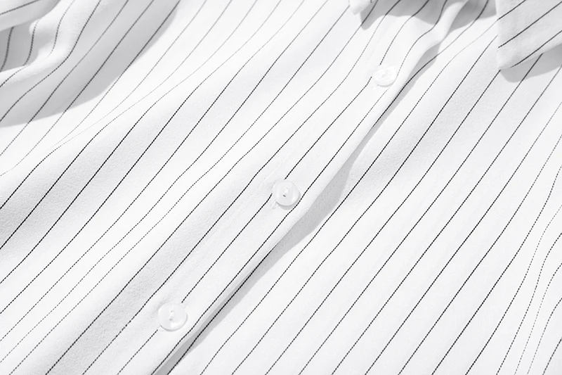 QOERLIN High End Striped Shirt Female OL Formal Temperament Long Sleeve Tops Blouse Women Turn-Down Collar Loose Casual Blusas