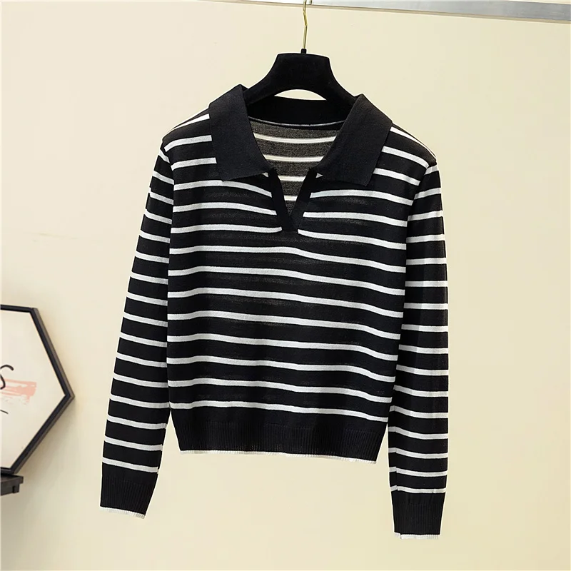 Jersey Mujer 2025 New Striped Sweater Women Long Sleeve Casual Retro Clothes Autumn Sweaters Female Knitted Pullovers Clothing
