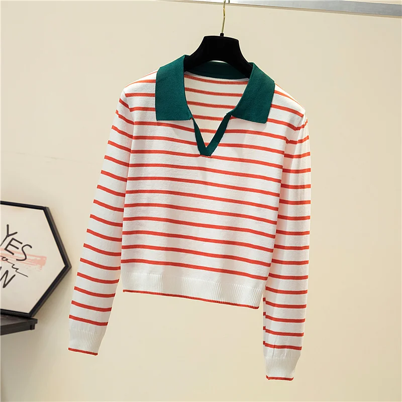 Jersey Mujer 2025 New Striped Sweater Women Long Sleeve Casual Retro Clothes Autumn Sweaters Female Knitted Pullovers Clothing