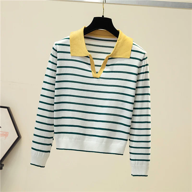 Jersey Mujer 2025 New Striped Sweater Women Long Sleeve Casual Retro Clothes Autumn Sweaters Female Knitted Pullovers Clothing
