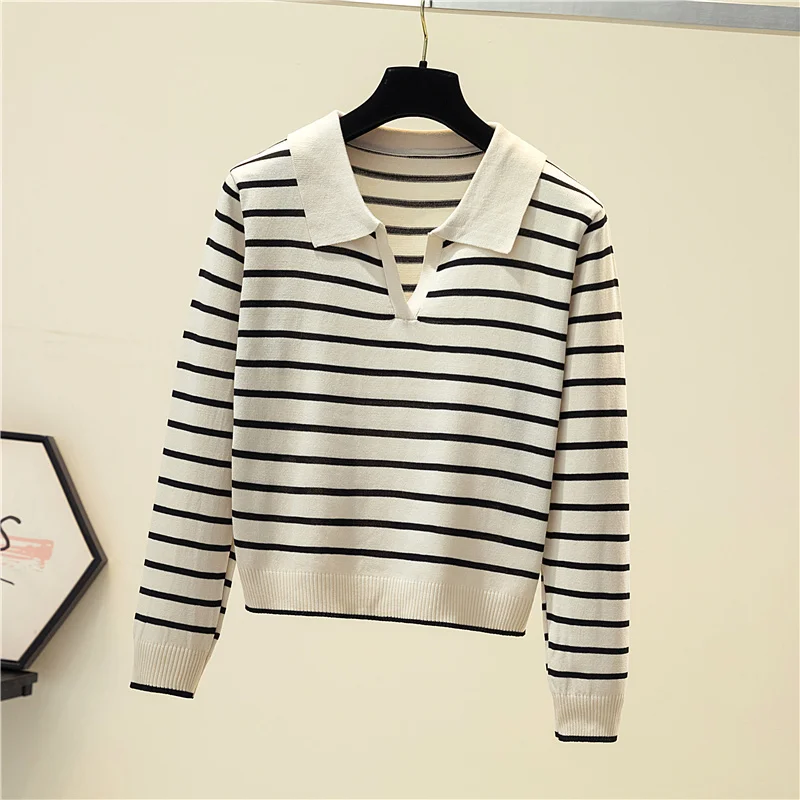 Jersey Mujer 2025 New Striped Sweater Women Long Sleeve Casual Retro Clothes Autumn Sweaters Female Knitted Pullovers Clothing