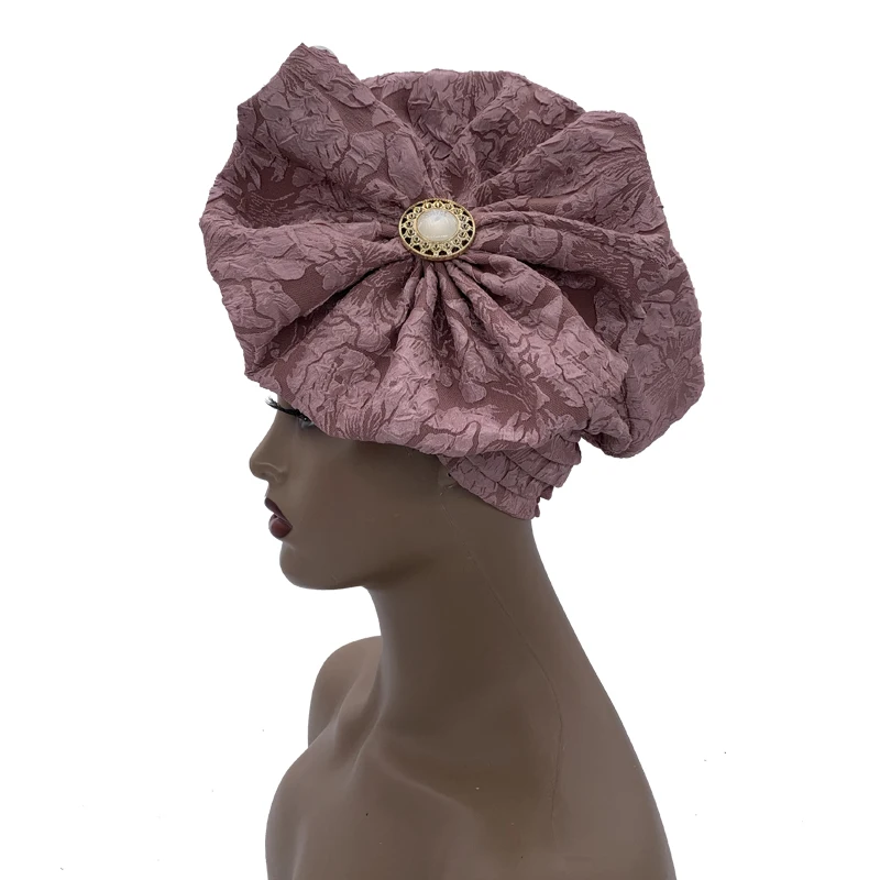 Big Flower Turban Bonnet Fashion Women's Head Wraps African Auto Gele Headties Muslim Headscarf Caps