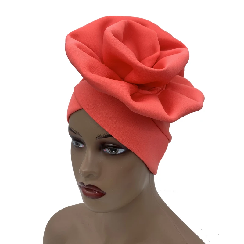 Big Flower Turban Bonnet Fashion Women's Head Wraps African Auto Gele Headties Muslim Headscarf Caps