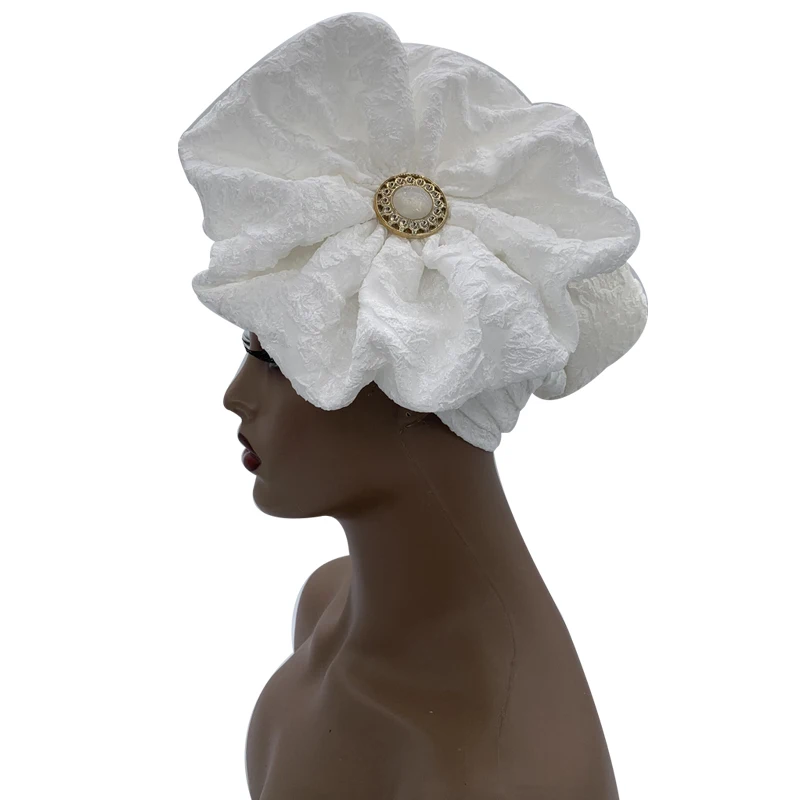 Big Flower Turban Bonnet Fashion Women's Head Wraps African Auto Gele Headties Muslim Headscarf Caps