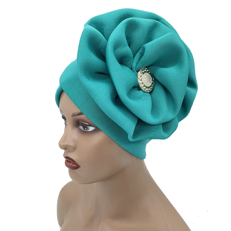 Big Flower Turban Bonnet Fashion Women's Head Wraps African Auto Gele Headties Muslim Headscarf Caps