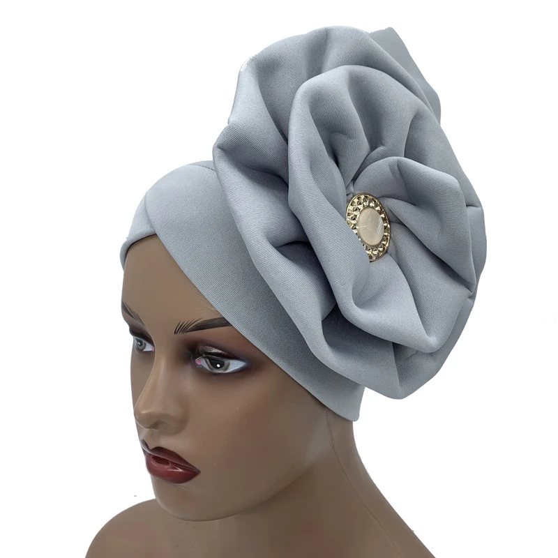 Big Flower Turban Bonnet Fashion Women's Head Wraps African Auto Gele Headties Muslim Headscarf Caps