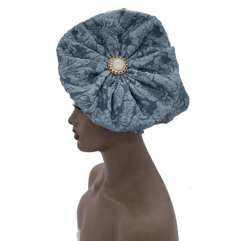 Big Flower Turban Bonnet Fashion Women's Head Wraps African Auto Gele Headties Muslim Headscarf Caps