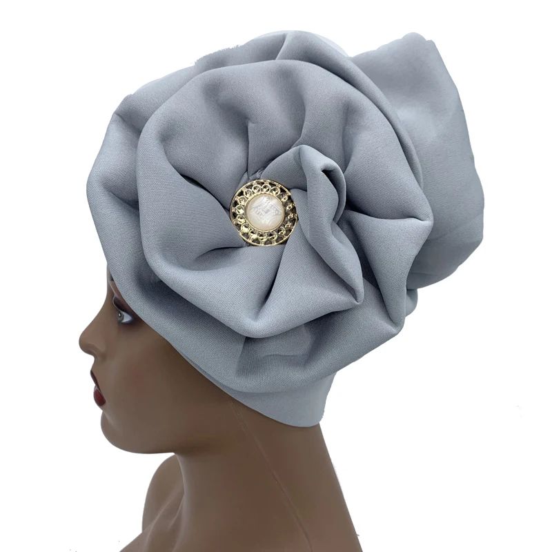 Big Flower Turban Bonnet Fashion Women's Head Wraps African Auto Gele Headties Muslim Headscarf Caps