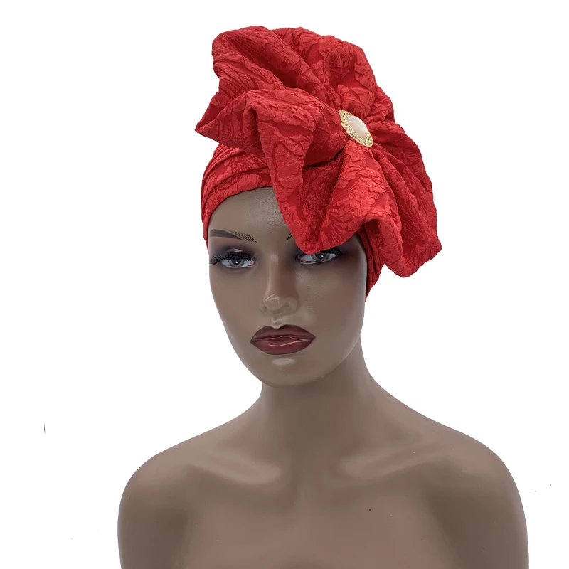 Big Flower Turban Bonnet Fashion Women's Head Wraps African Auto Gele Headties Muslim Headscarf Caps