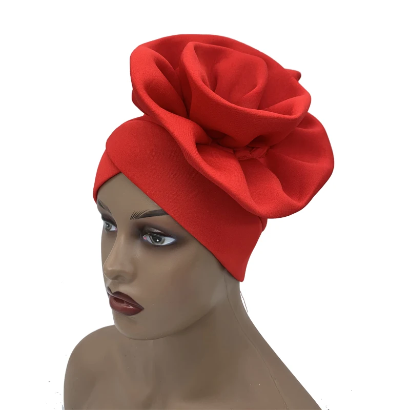 Big Flower Turban Bonnet Fashion Women's Head Wraps African Auto Gele Headties Muslim Headscarf Caps