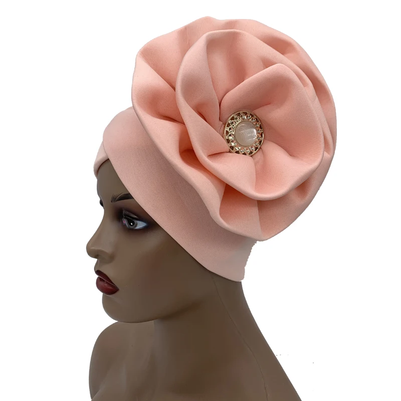 Big Flower Turban Bonnet Fashion Women's Head Wraps African Auto Gele Headties Muslim Headscarf Caps