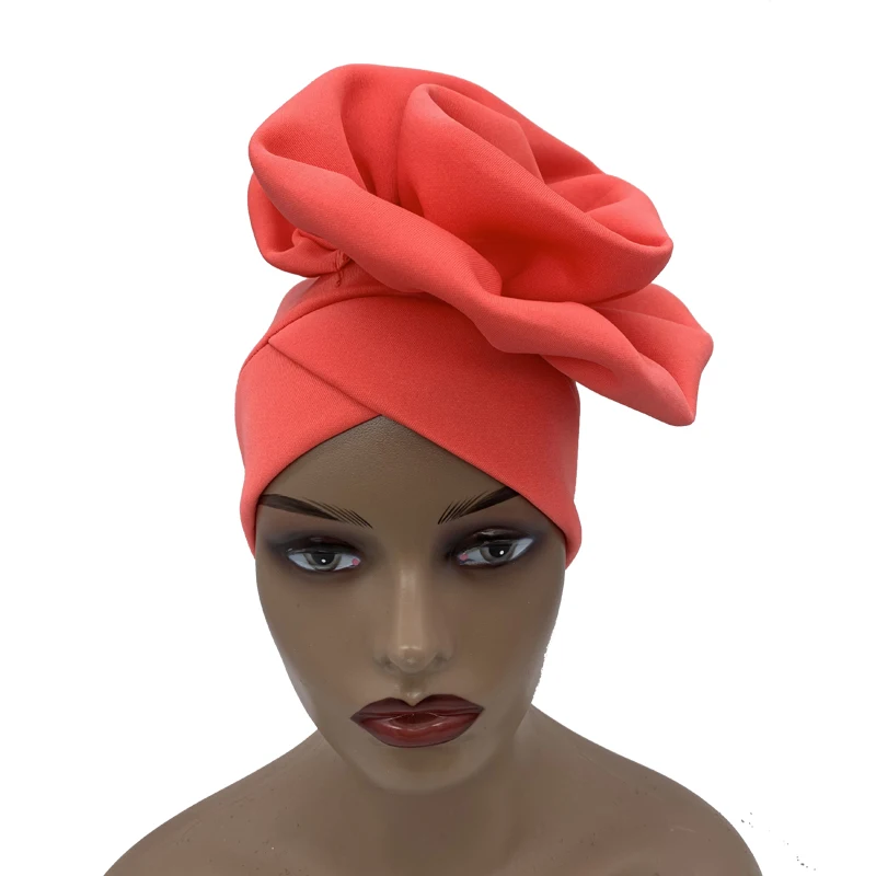 Big Flower Turban Bonnet Fashion Women's Head Wraps African Auto Gele Headties Muslim Headscarf Caps