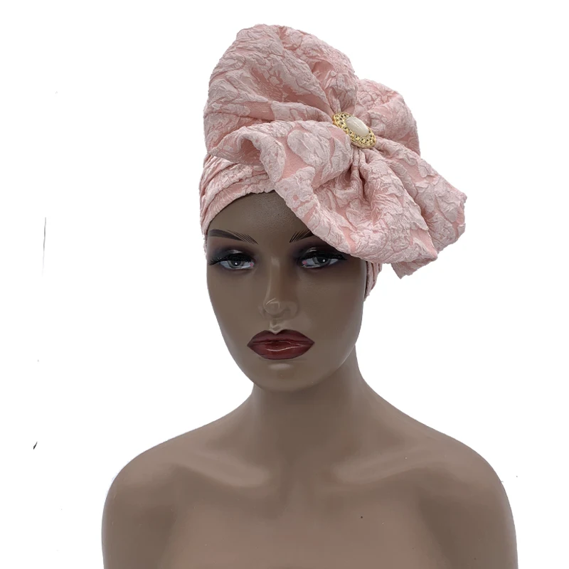 Big Flower Turban Bonnet Fashion Women's Head Wraps African Auto Gele Headties Muslim Headscarf Caps