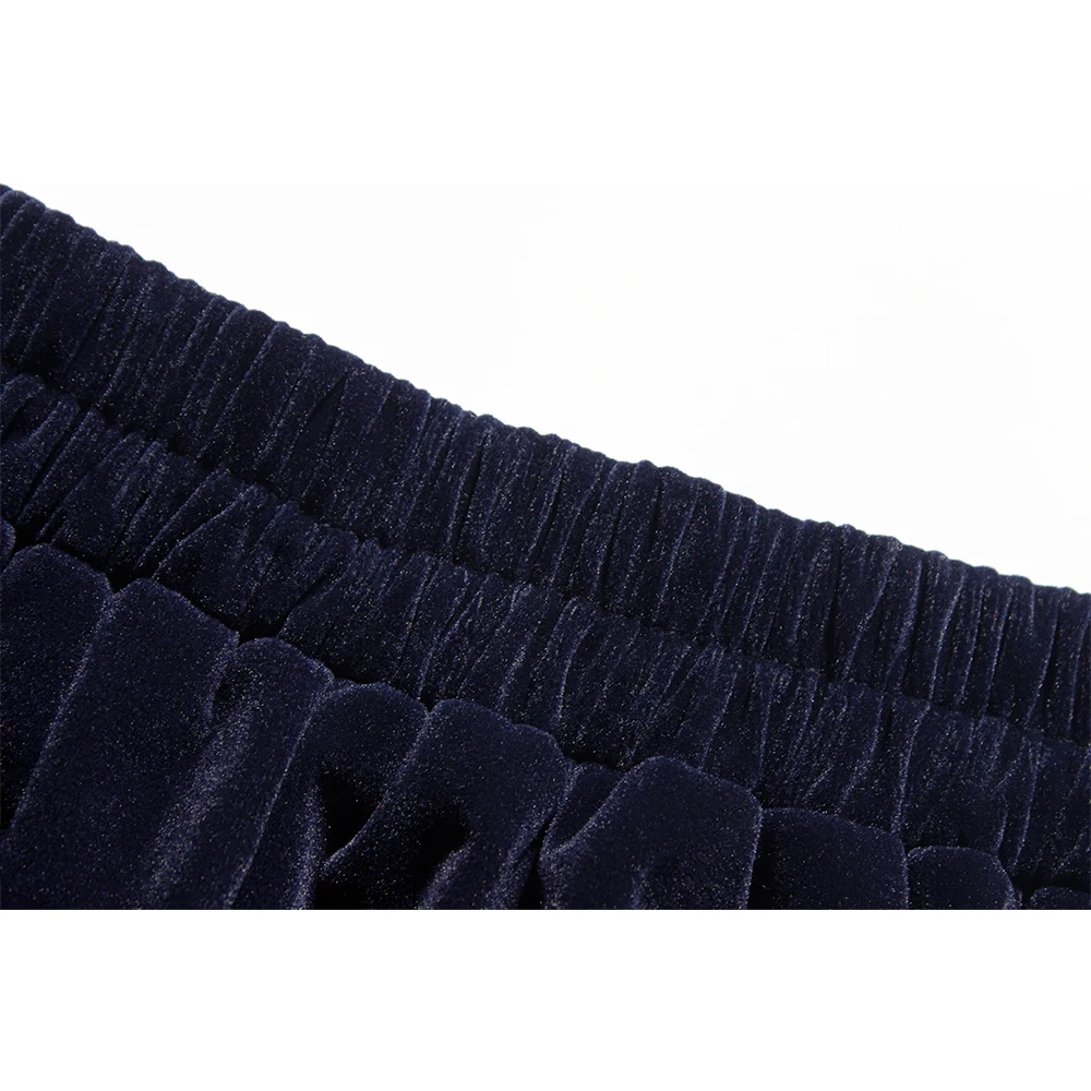 SISHION 2026 New Women Autumn Winter Skirt Pockets SS0032 Black Blue A Line Retro Vintage High Waist Long Midi Velvet Skirt