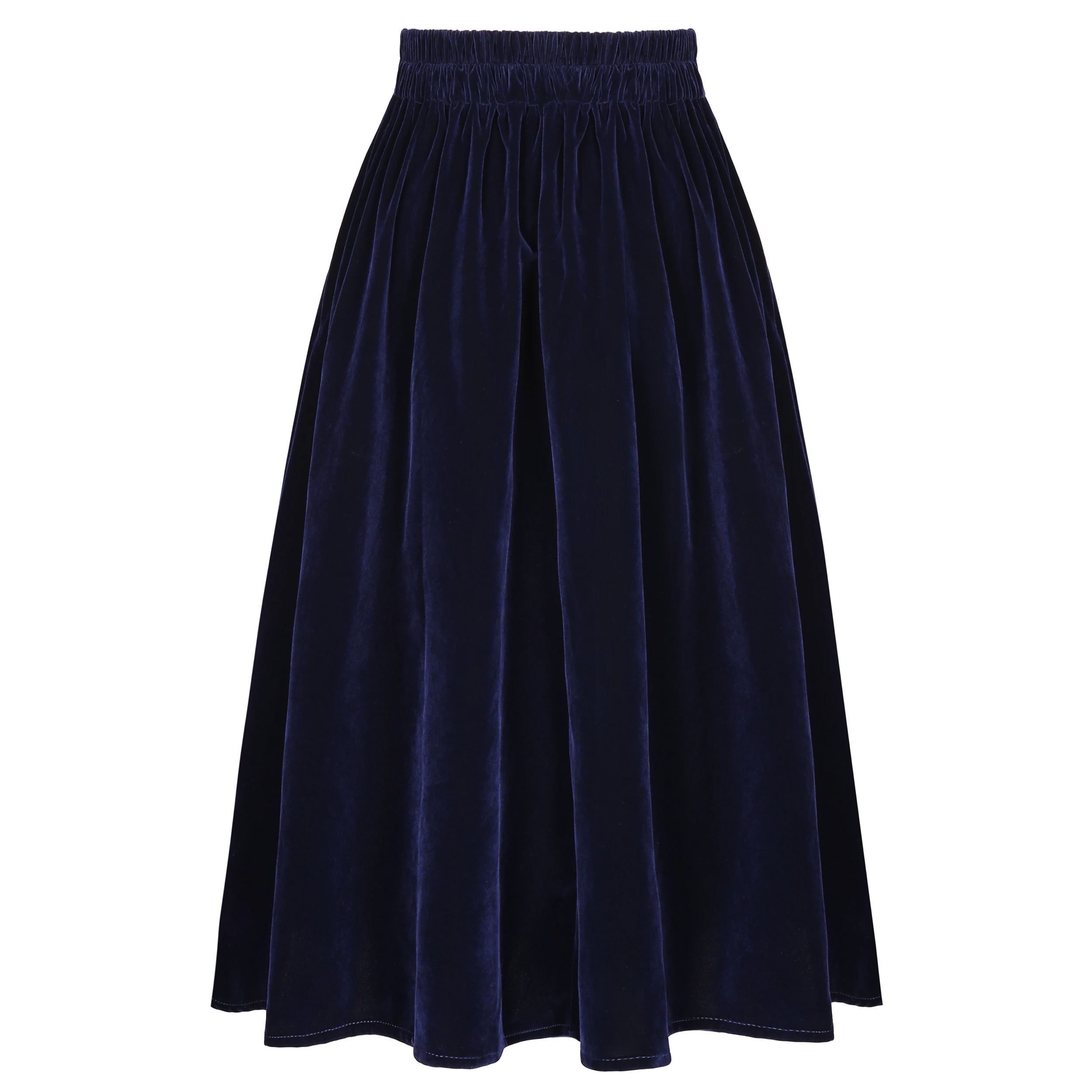SISHION 2026 New Women Autumn Winter Skirt Pockets SS0032 Black Blue A Line Retro Vintage High Waist Long Midi Velvet Skirt