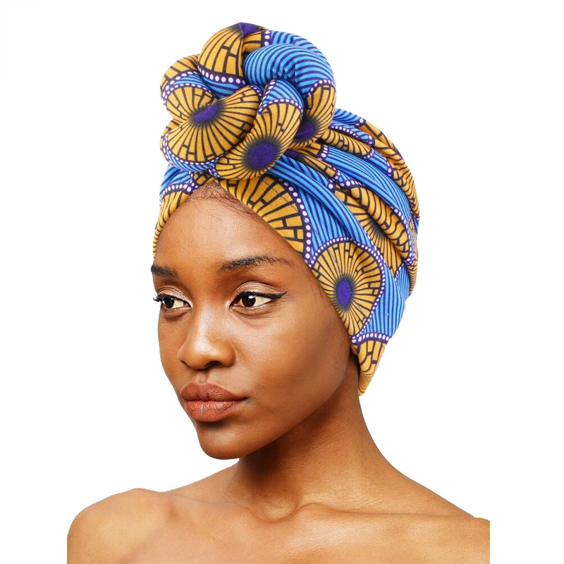 African Print Women Large Flower Stretch Turban Hat Headwrap Bonnet Hat Wedding Party Headwear Lady Muslim Hijab Hat Head Cover