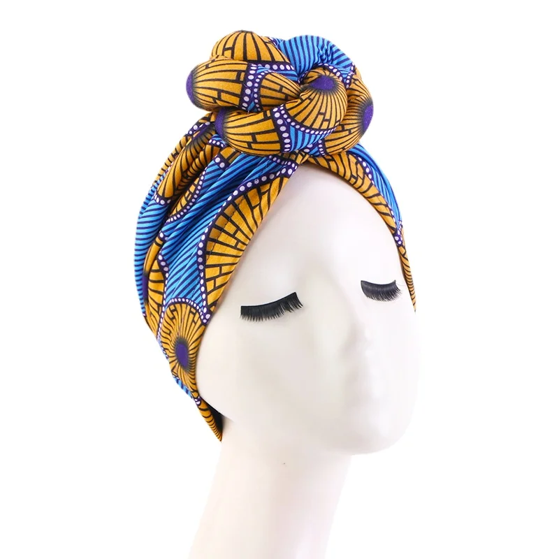 African Print Women Large Flower Stretch Turban Hat Headwrap Bonnet Hat Wedding Party Headwear Lady Muslim Hijab Hat Head Cover
