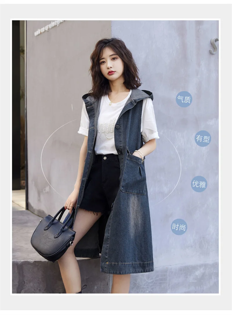 Denim Vest Dress Mid-Length 2026 Spring Autumn Korean Version The Trend Fashion Large Pocket Female Vest Strap Skirt