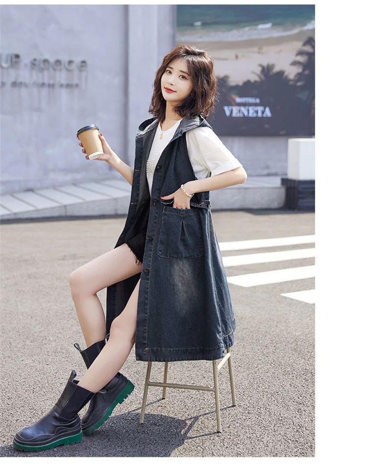 Denim Vest Dress Mid-Length 2026 Spring Autumn Korean Version The Trend Fashion Large Pocket Female Vest Strap Skirt