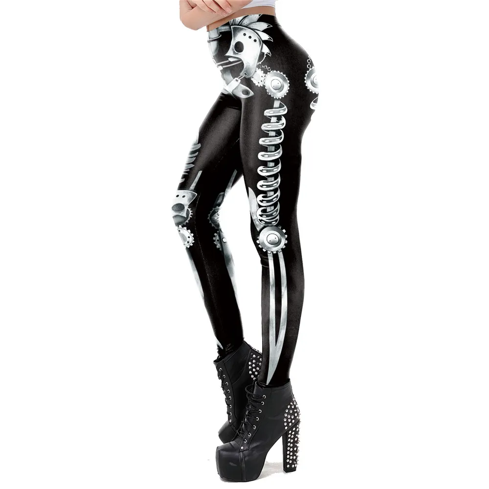 NADANBAO Skull Leggings Woman Halloween Party Trousers Festival Holiday Streetwear Female Mid Wasit Tight Pants Women's Bottom
