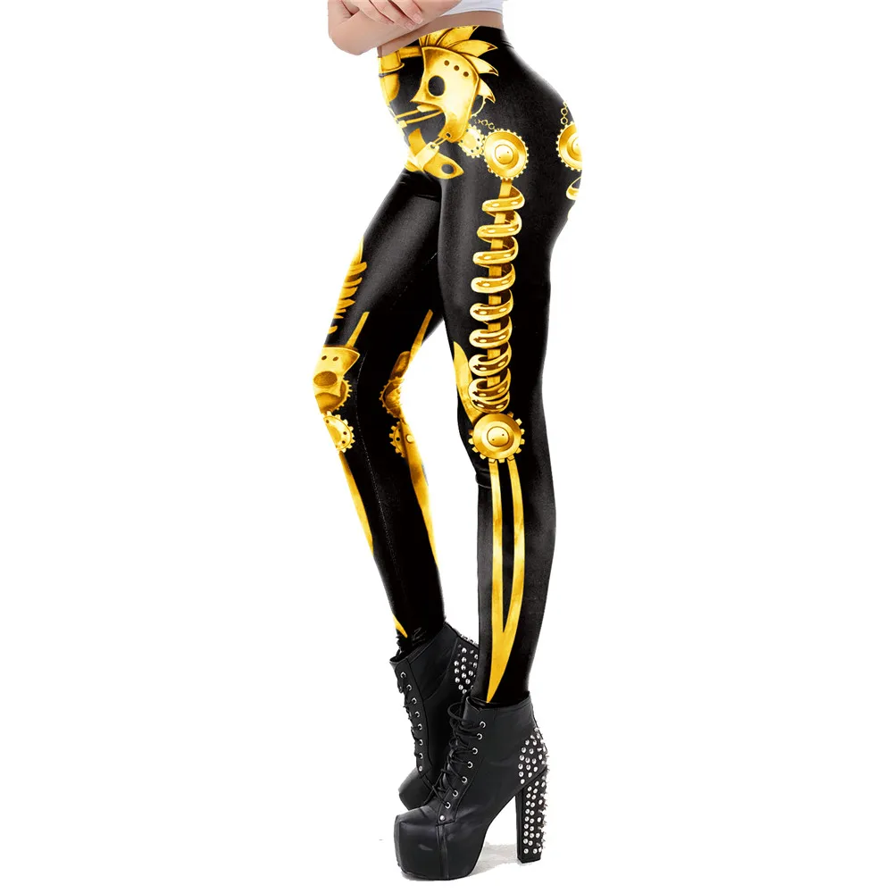NADANBAO Skull Leggings Woman Halloween Party Trousers Festival Holiday Streetwear Female Mid Wasit Tight Pants Women's Bottom
