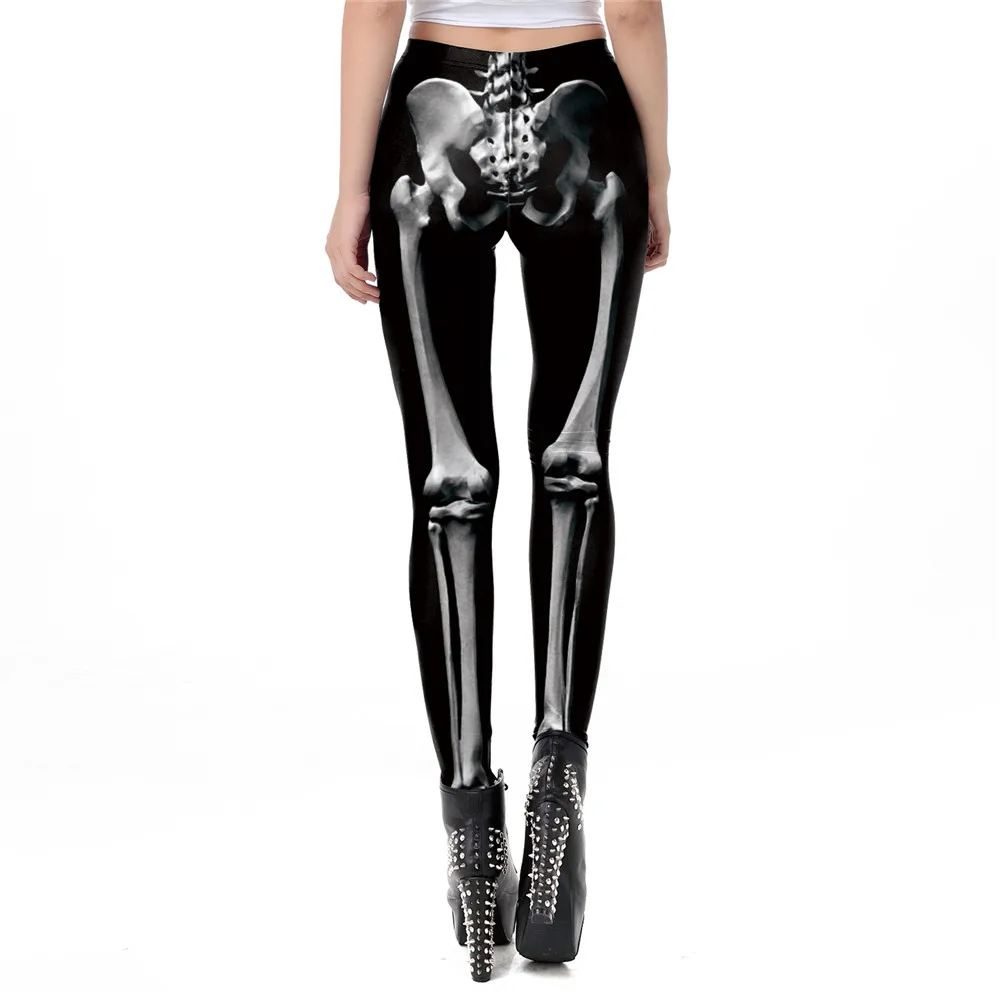 NADANBAO Skull Leggings Woman Halloween Party Trousers Festival Holiday Streetwear Female Mid Wasit Tight Pants Women's Bottom