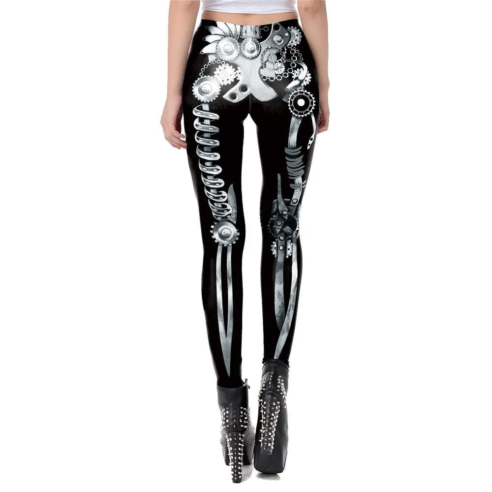 NADANBAO Skull Leggings Woman Halloween Party Trousers Festival Holiday Streetwear Female Mid Wasit Tight Pants Women's Bottom