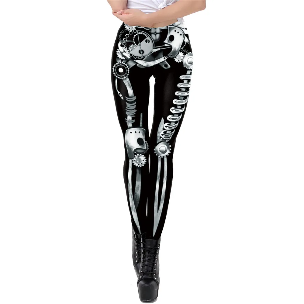 NADANBAO Skull Leggings Woman Halloween Party Trousers Festival Holiday Streetwear Female Mid Wasit Tight Pants Women's Bottom