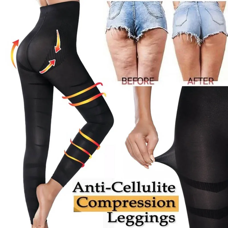 High Waist Leggings Women Sculpting Firm Control Leg Tummy Flat Skinny Slimming Tights Thigh Slimmer Footless Pants Stretchy