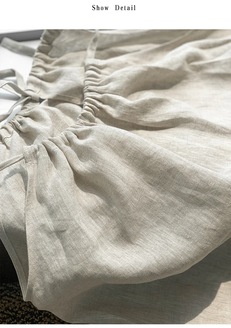 Vintage 100% Linen Women Dress Fashion Sexy Halter Sleeveless Back Bandage Long Maxi Lady Dresses Vestidos MZYBLB3236Y