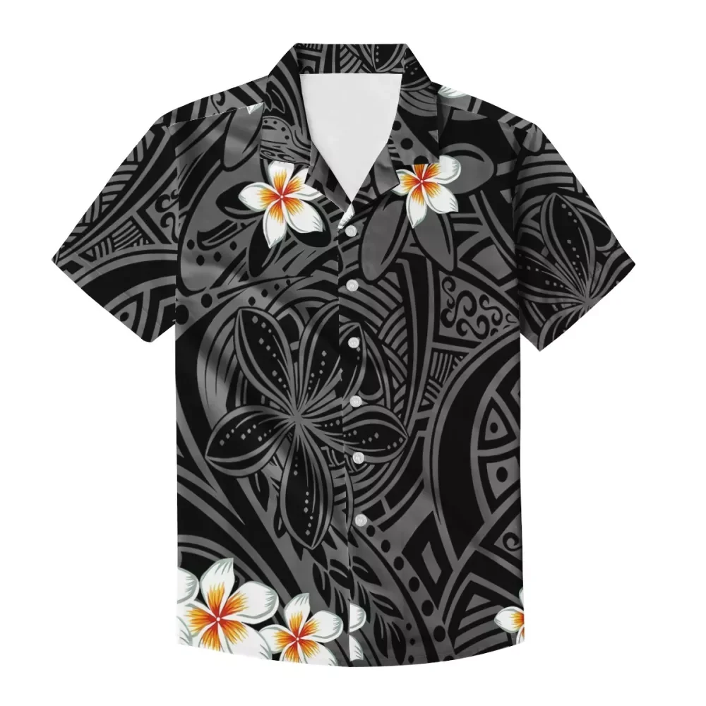 Women Dress Custom Hibiscus Polynesian Tribal tattoo Design Family Set Clothes Adult Children's Clothing 4-piece Sets