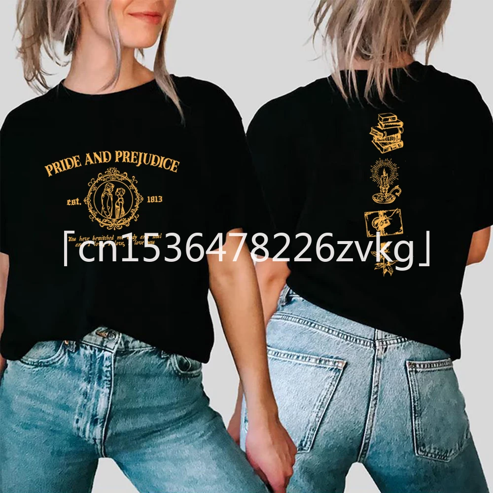 Bookish T-Shirt Pride and Prejudice Quotes Tshirt Jane Austen Shirts Romance Novels Tee Book Lover Gift Unisex Short Sleeve Tops