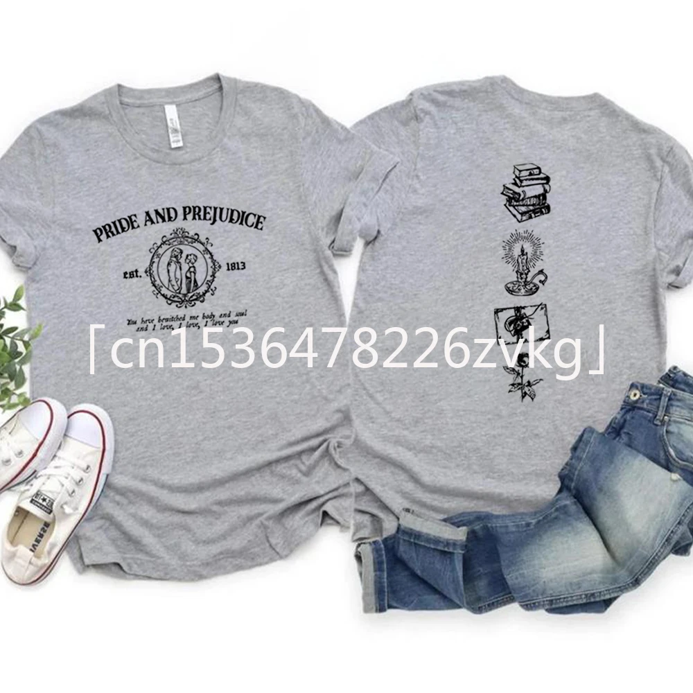 Bookish T-Shirt Pride and Prejudice Quotes Tshirt Jane Austen Shirts Romance Novels Tee Book Lover Gift Unisex Short Sleeve Tops
