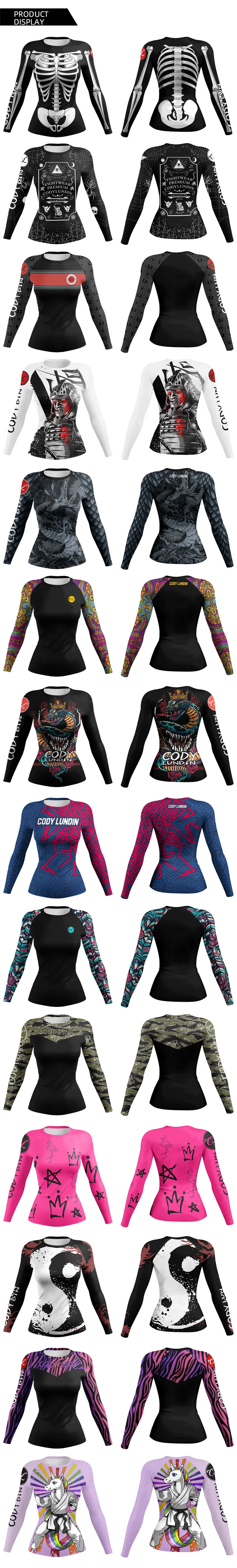 Fashion 3D Printed Comics MMA T-Shirt Women Compression Long Sleeve Fashion Bjj Rashguard Boxing Cosplay Costume Sport T Shirts
