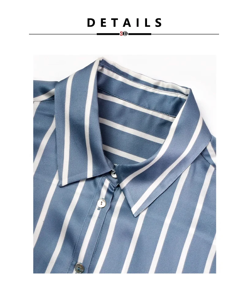 SuyaDream, Women Striped Shirts, 20.8mm 100%Silk, Turn Down Collar Printed Blouses, 2024 Spring Summer Office Lady Chic Top