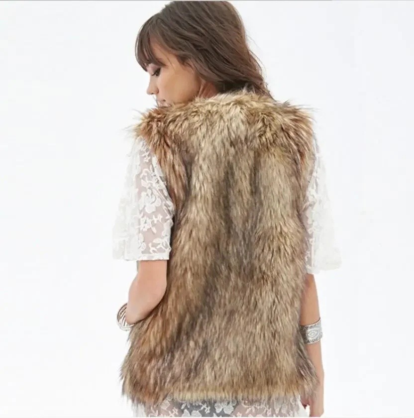 Fashion Hot Style Imitation Fur Coat Female Raccoon Fur Vest Fur Vest Eam Twotwinstyle Knit Vest