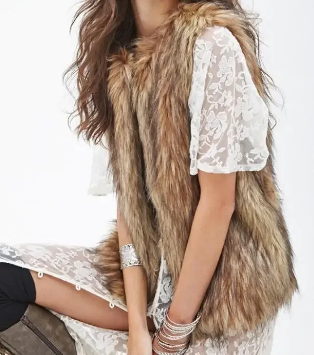 Fashion Hot Style Imitation Fur Coat Female Raccoon Fur Vest Fur Vest Eam Twotwinstyle Knit Vest