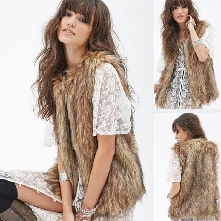 Fashion Hot Style Imitation Fur Coat Female Raccoon Fur Vest Fur Vest Eam Twotwinstyle Knit Vest