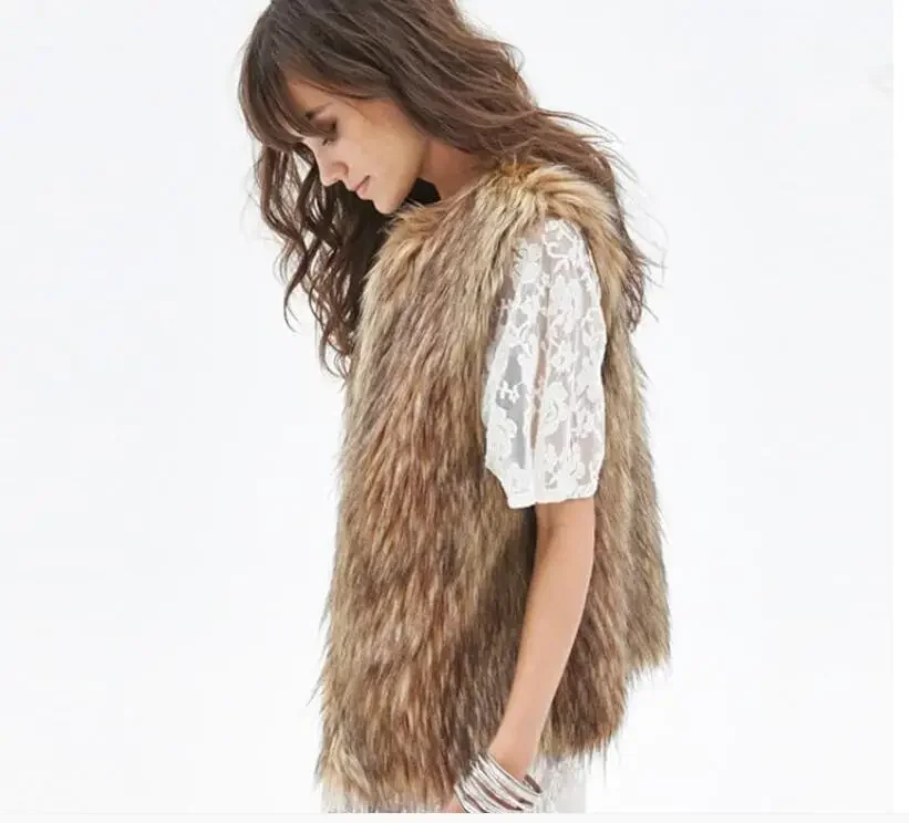Fashion Hot Style Imitation Fur Coat Female Raccoon Fur Vest Fur Vest Eam Twotwinstyle Knit Vest