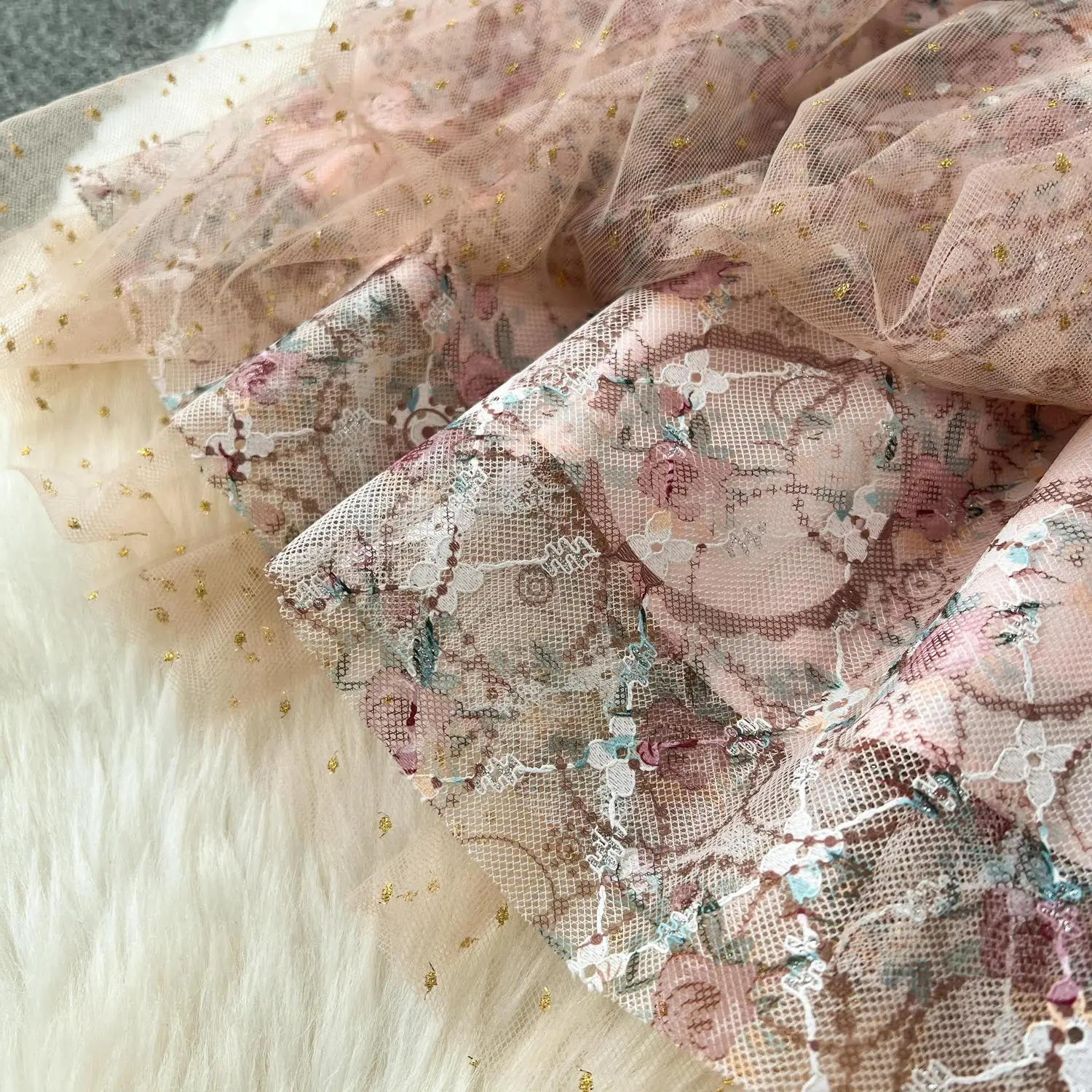 New Runway Summer A-Line Cake Dress Women's Flare Sleeve Floral Embroidery Elegant Sequins Mesh Hollow Out Mini Vestidos
