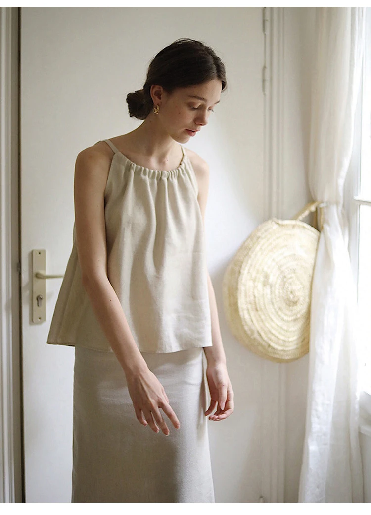 100% Linen Long Skirts For Women Skirts Casual High Waist Back Zipepr A-Line Female Skirt With Lining Faldas Largas Mujer