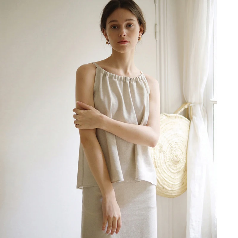 100% Linen Long Skirts For Women Skirts Casual High Waist Back Zipepr A-Line Female Skirt With Lining Faldas Largas Mujer