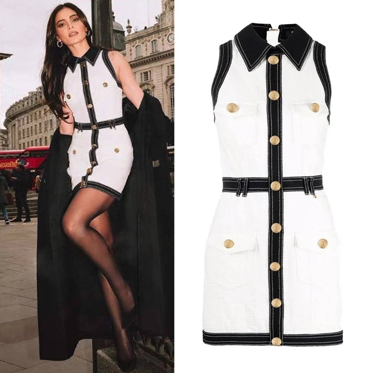S-XL High Quality Fashion New Jacquard Textured denim Panel Black Sleeveless Slim Slim Strap Casual Pair with Women's Dress
