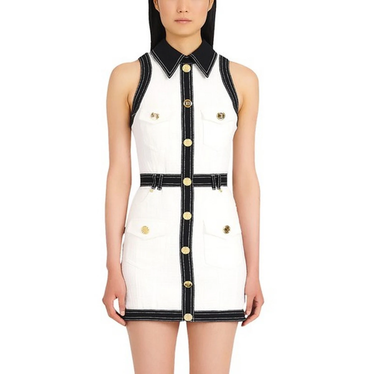 S-XL High Quality Fashion New Jacquard Textured denim Panel Black Sleeveless Slim Slim Strap Casual Pair with Women's Dress