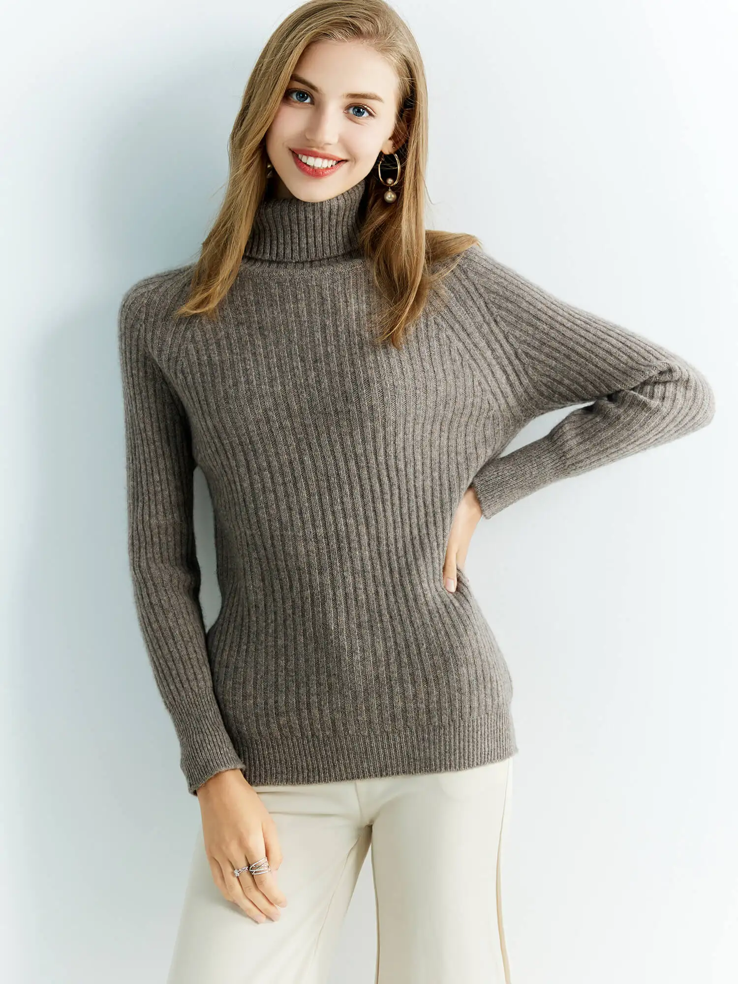 Cashmere Wool Sweater Women's Knitted Sweaters 100% Merino Wool Turtleneck Long-Sleeve Pullover Winter Autumn Jumper Top Clothes
