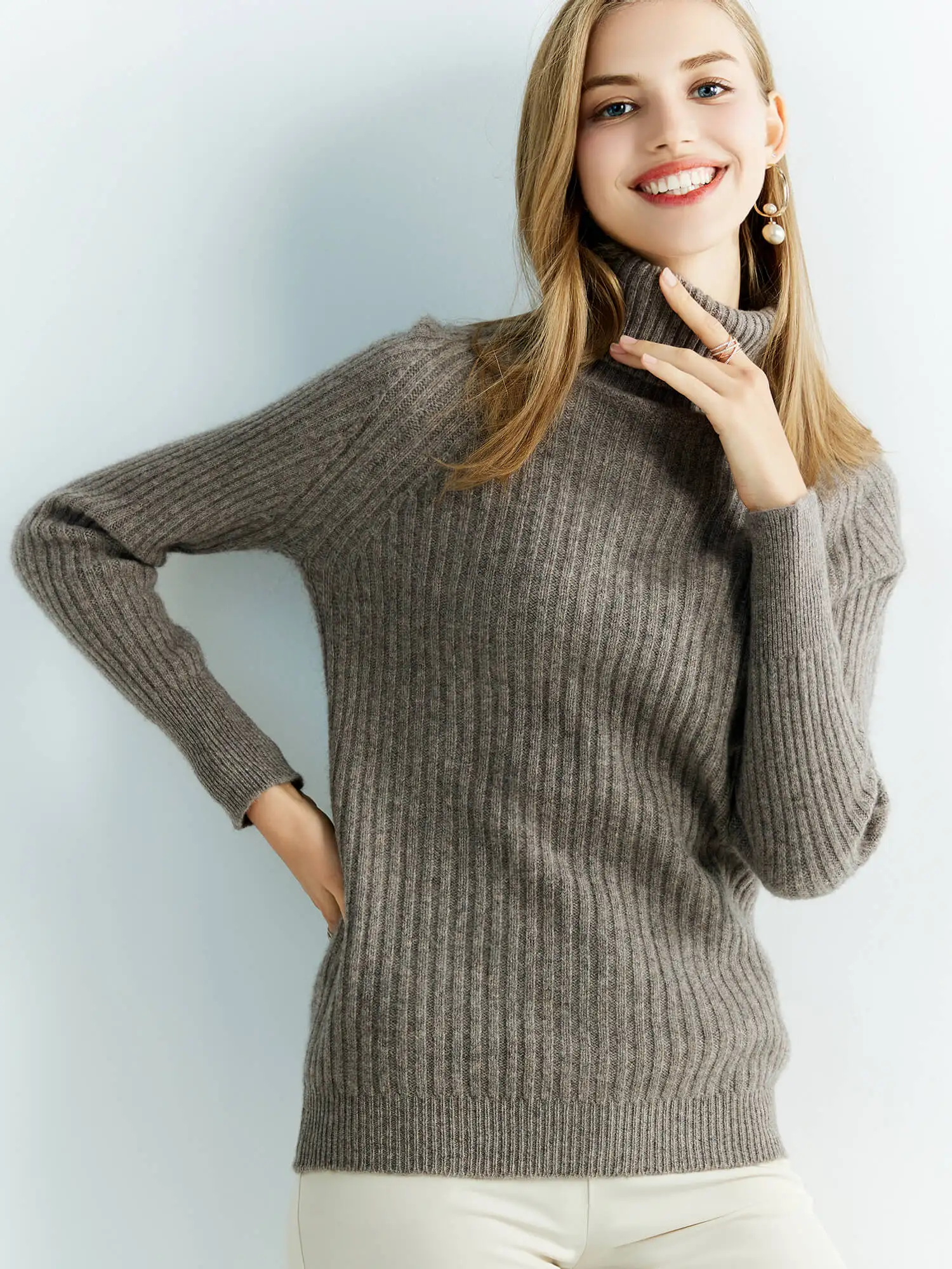 Cashmere Wool Sweater Women's Knitted Sweaters 100% Merino Wool Turtleneck Long-Sleeve Pullover Winter Autumn Jumper Top Clothes
